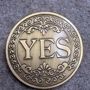 YES NO Embossed Decision Challenge Coin including case